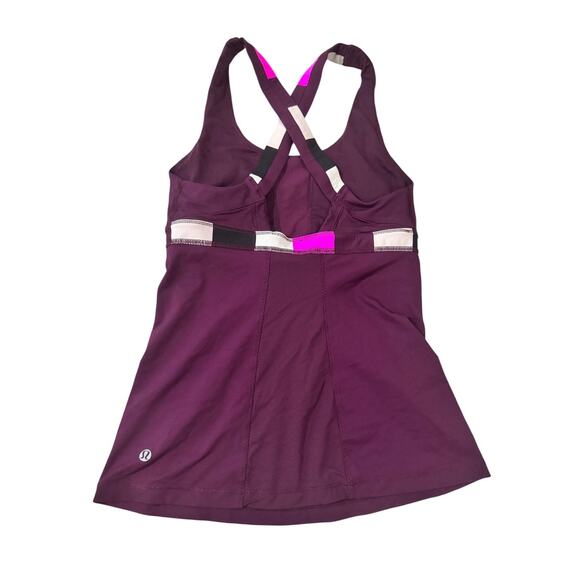 Lululemon Purple Strappy Cross Back Built-In Bra Tank Top No Size Tag - Picture 4 of 5